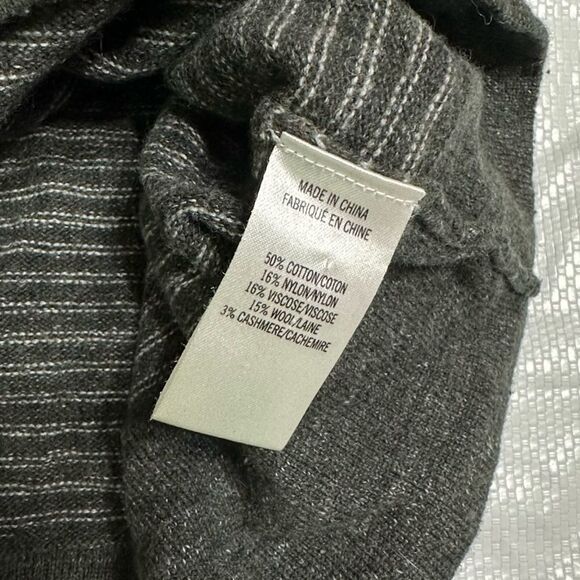Theory Gray Striped Cillin TS Aviary Crewneck Cotton blend Sweater Size Medium - Picture 4 of 8